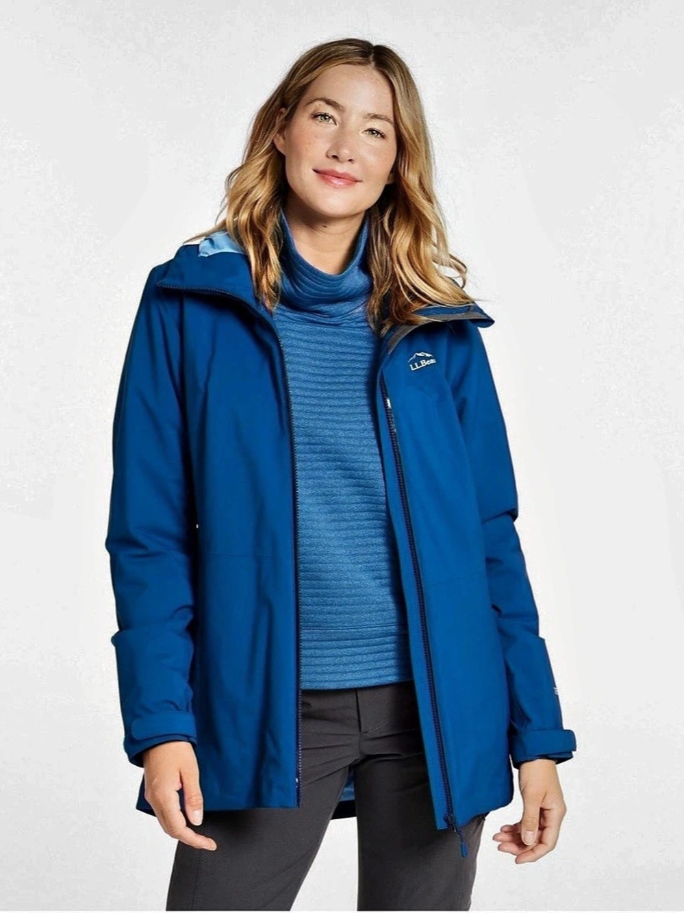 L.L.Bean Women's Trail Model Rain Jacket Blue XXS